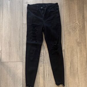 American Eagle Outfitters Black Ripped Skinny Jeans